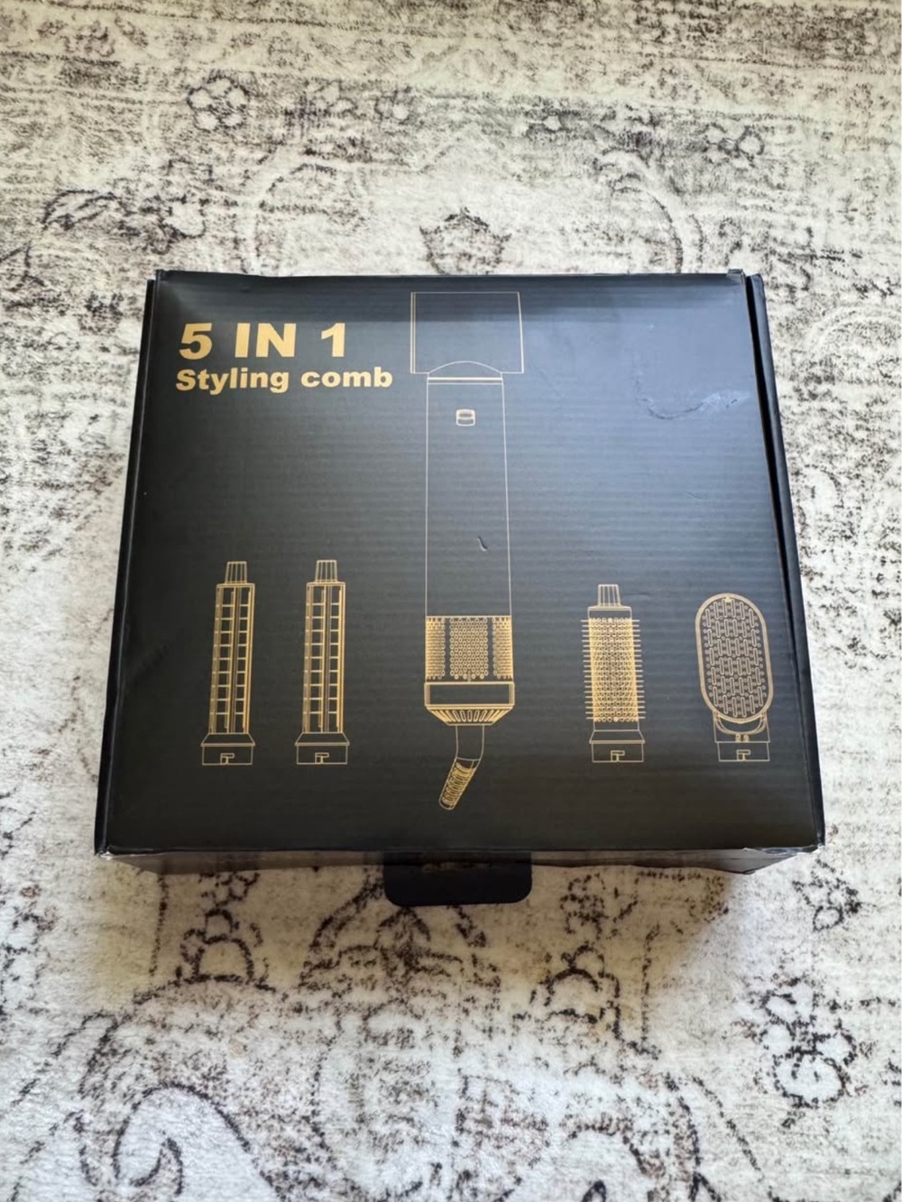 5-in-1 Styling Comb Set - Grey with Gold Graphics